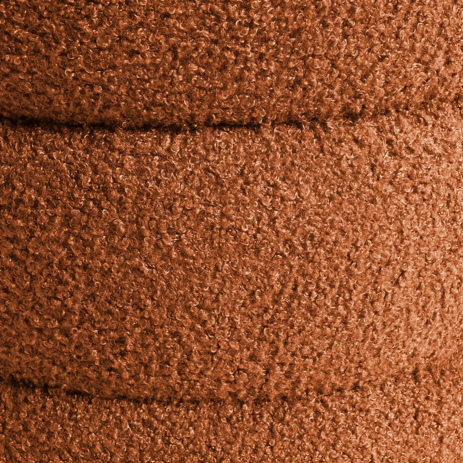 2X Round Stacked Ottoman Stool | Teddy Fleece Fabric Foot Rest | 38cm | Orange