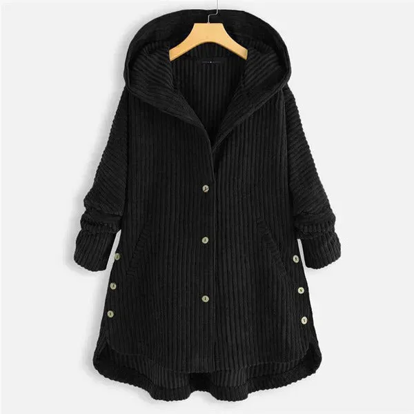 Alana | Chic Ribbed Coat with Elegant Hood