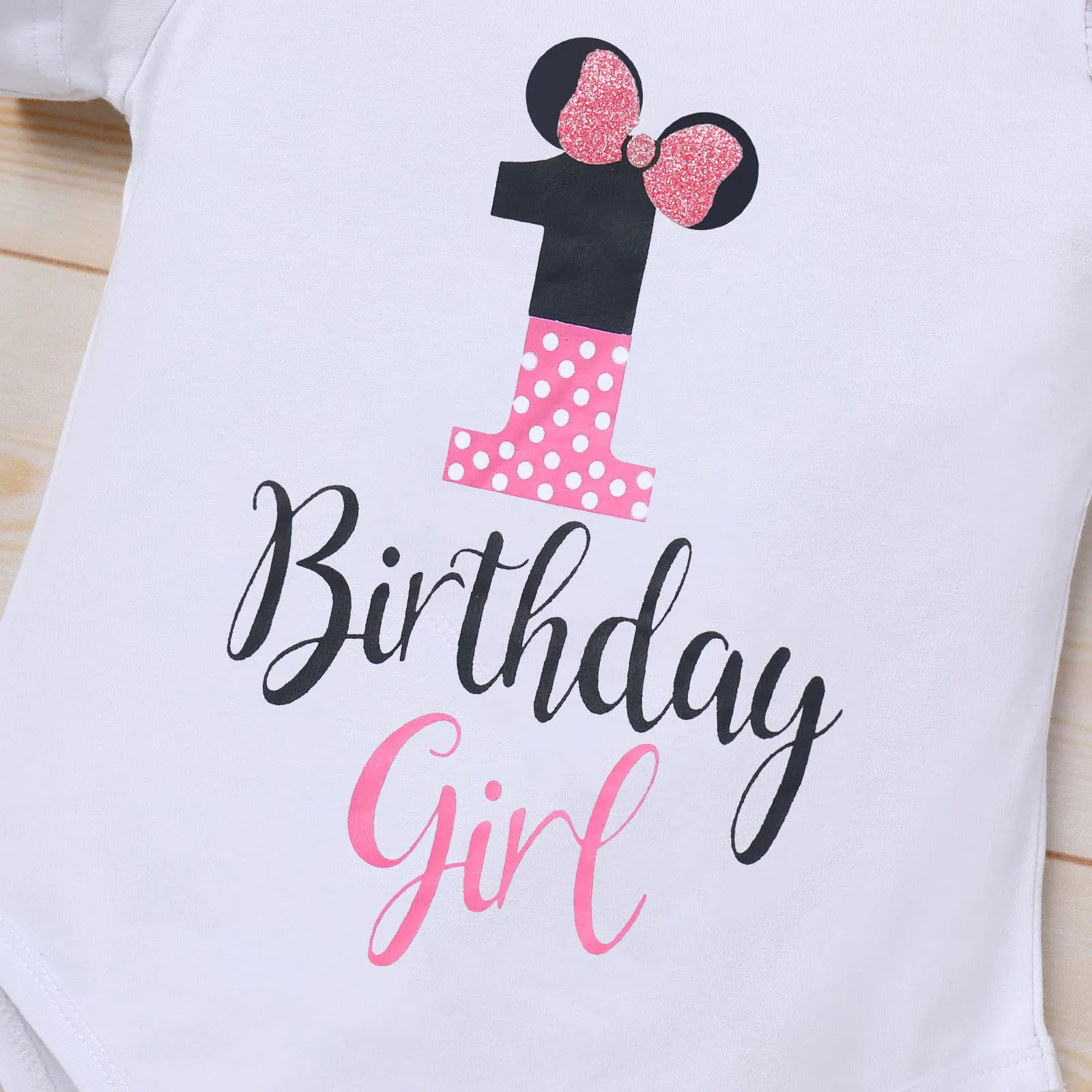 Baby Girl 1st Birthday Outfit Long Sleeve Polka Dots Romper Tutu Skirt Mouse Ears Headband Fancy Dress up Costume Winter Fall Dress Clothes Set for Cake Smash Photo Shoot Pink 1st Birthday 1 Year