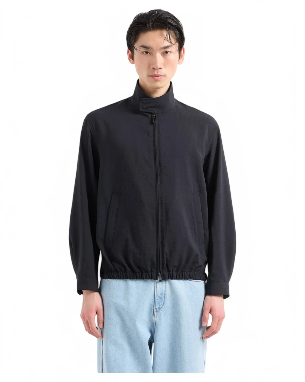 Blouson in Nylon Seersucker Leggero con Zip