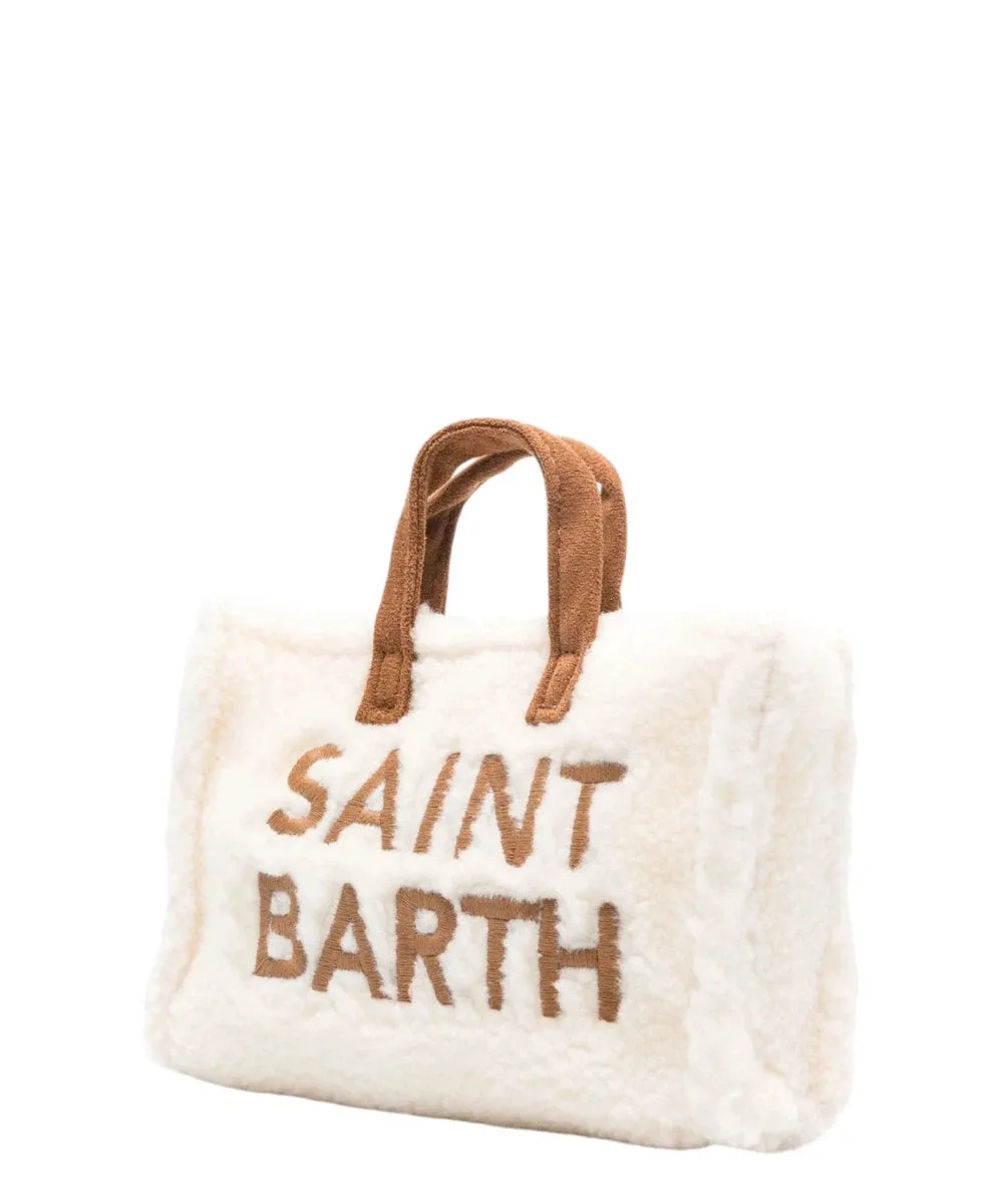 Borsa per Telefono in Tessuto Teddy Bianco con Logo Ricamato Saint Barth