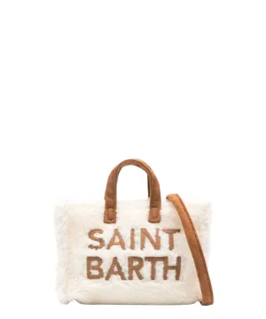 Borsa per Telefono in Tessuto Teddy Bianco con Logo Ricamato Saint Barth