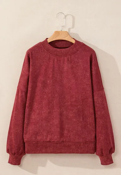 Cozy Mock Neck Dropped Shoulder Sweatshirt – Soft, Stylish, & Slightly Stretchy – S-2XL in 5 Colors