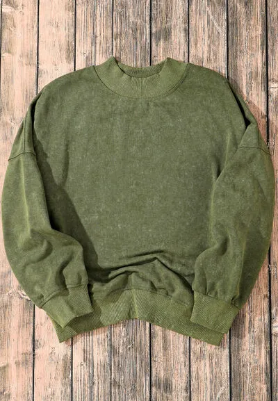 Cozy Mock Neck Dropped Shoulder Sweatshirt – Soft, Stylish, & Slightly Stretchy – S-2XL in 5 Colors