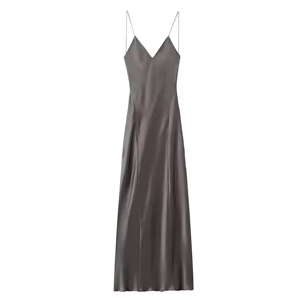 Elegant Satin Backless Slip Dress  Chic & Timeless Fashion