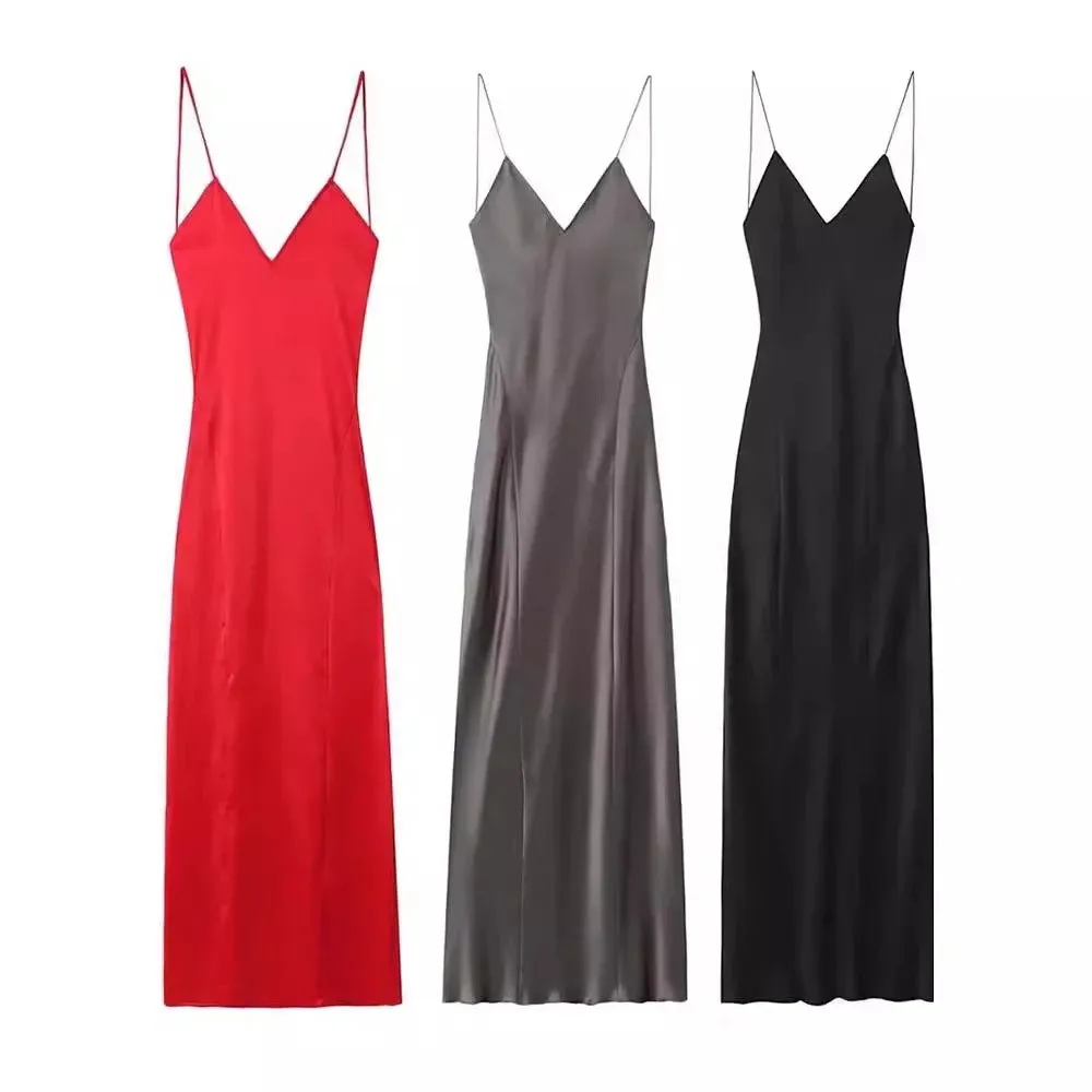 Elegant Satin Backless Slip Dress  Chic & Timeless Fashion