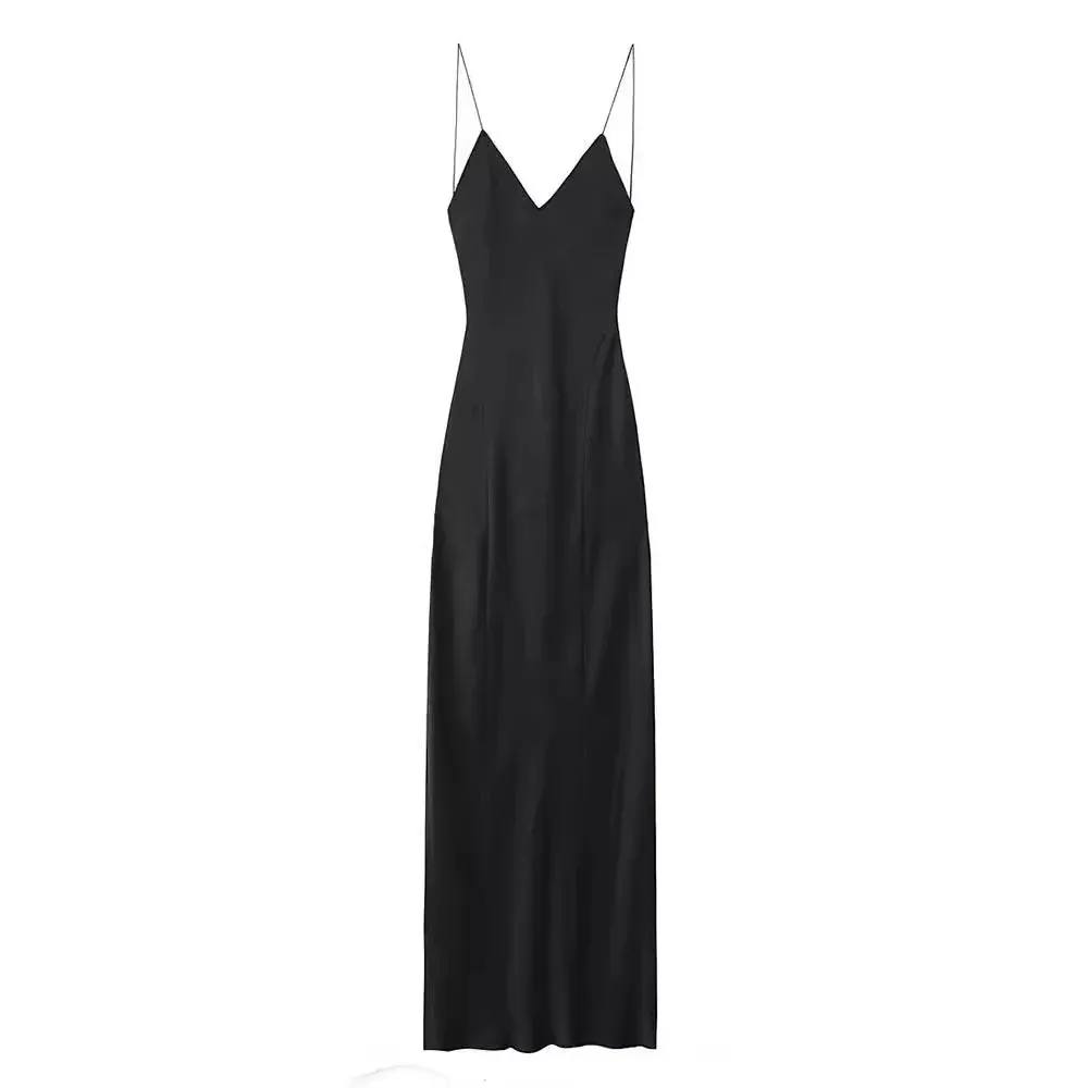 Elegant Satin Backless Slip Dress  Chic & Timeless Fashion