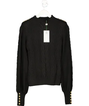Holland Cooper Black Seattle Cable Knit Crew UK XS