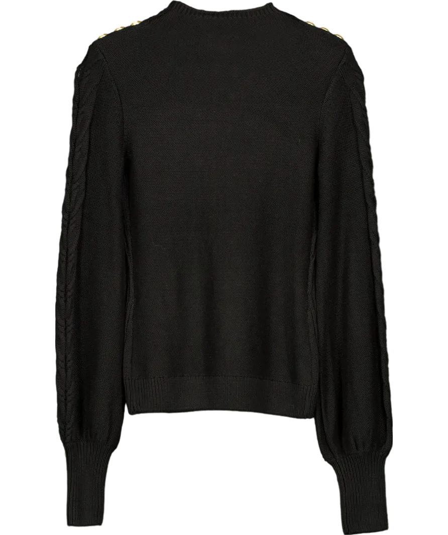 Holland Cooper Black Seattle Cable Knit Crew UK XS