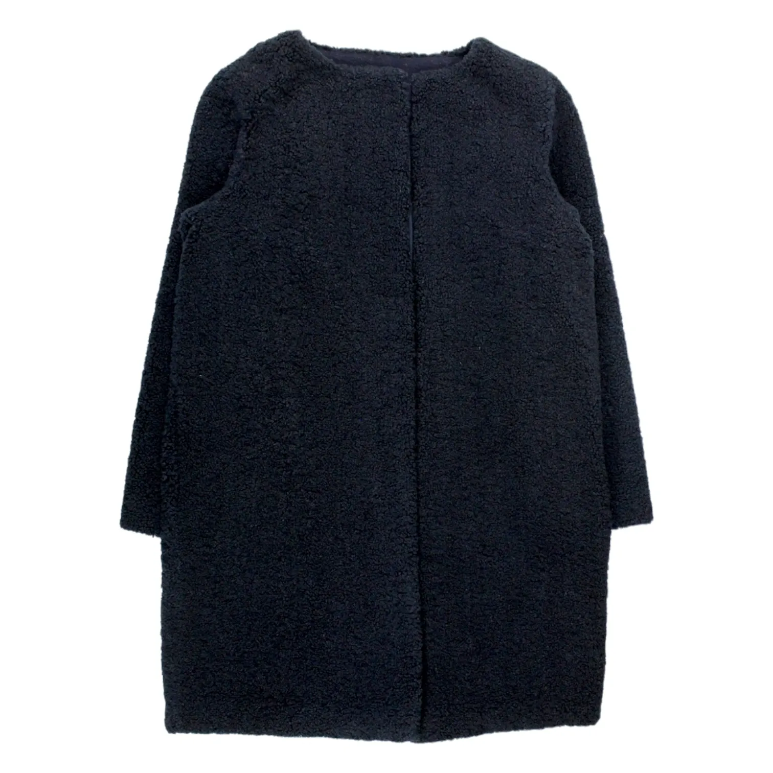 Hush Navy Collarless Teddy Coat