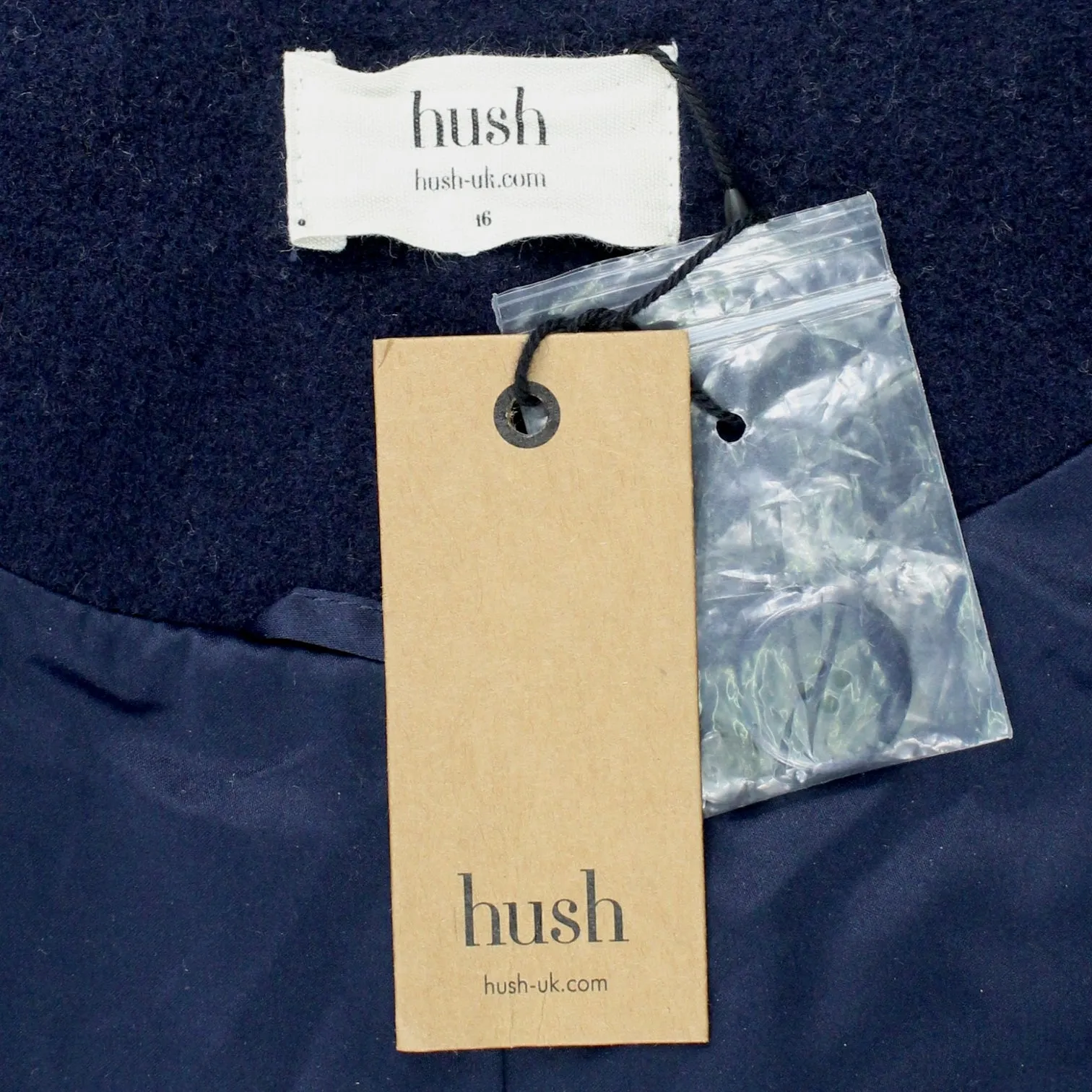 Hush Navy Collarless Teddy Coat