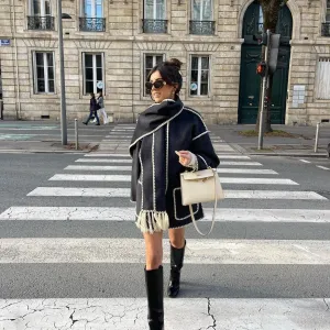 Lillian Stand Collar Coat with Scarf