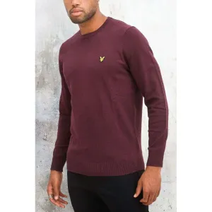 Lyle & Scott Uomo Maglia Lana Merino Manica Lunga Con Logo Frontale Knitwear Bordeaux