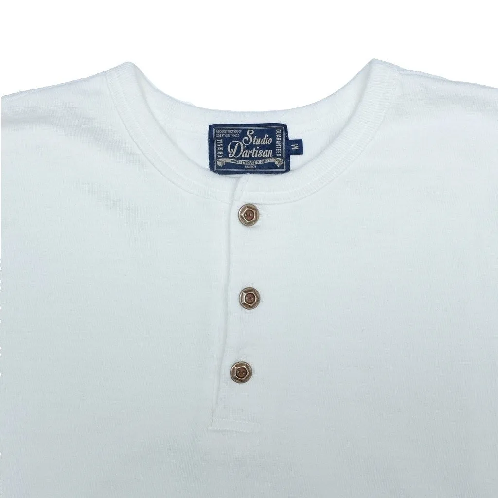 Pre-Order: Studio DArtisan Suvin Gold Long Sleeve Henley Shirt – Classic White