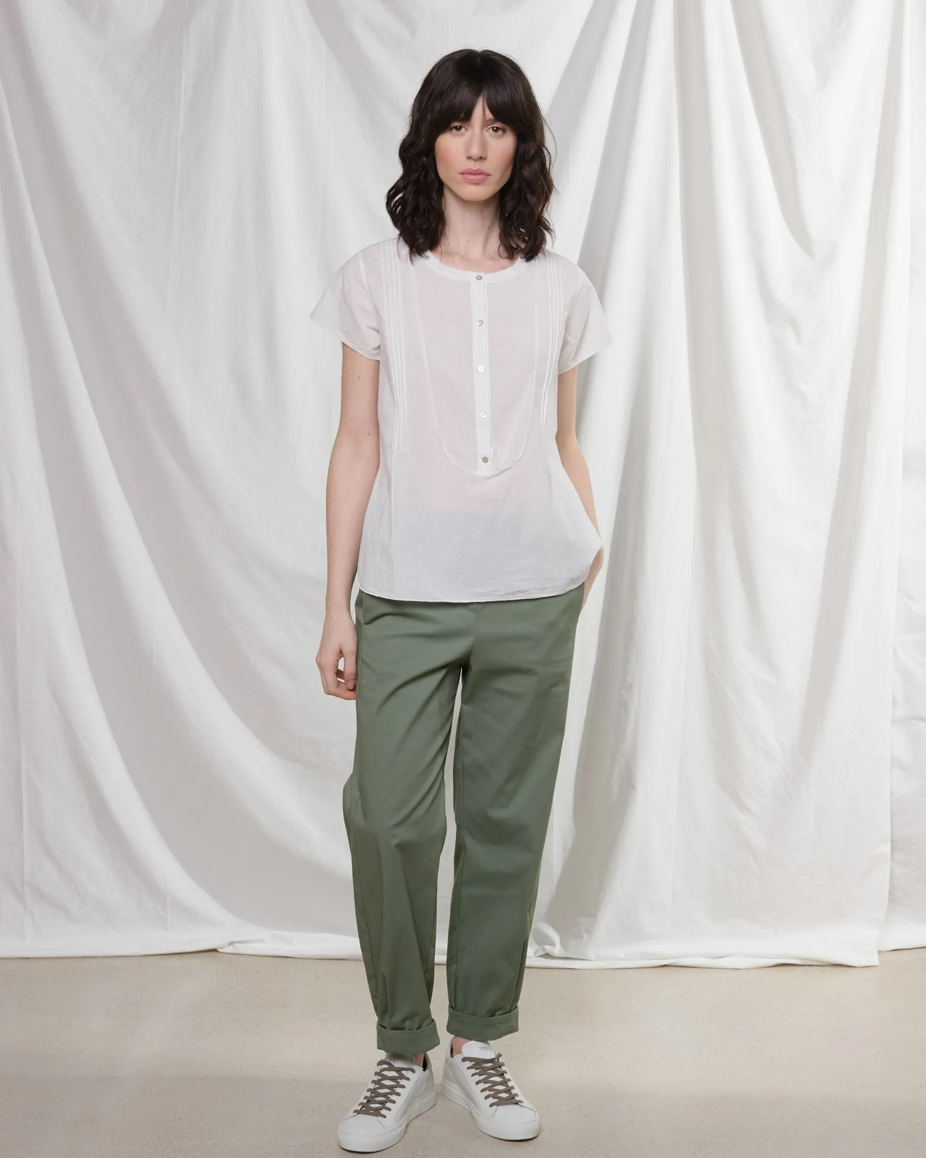 rialto48 Short Sleeve Henley Top in Grey Denim