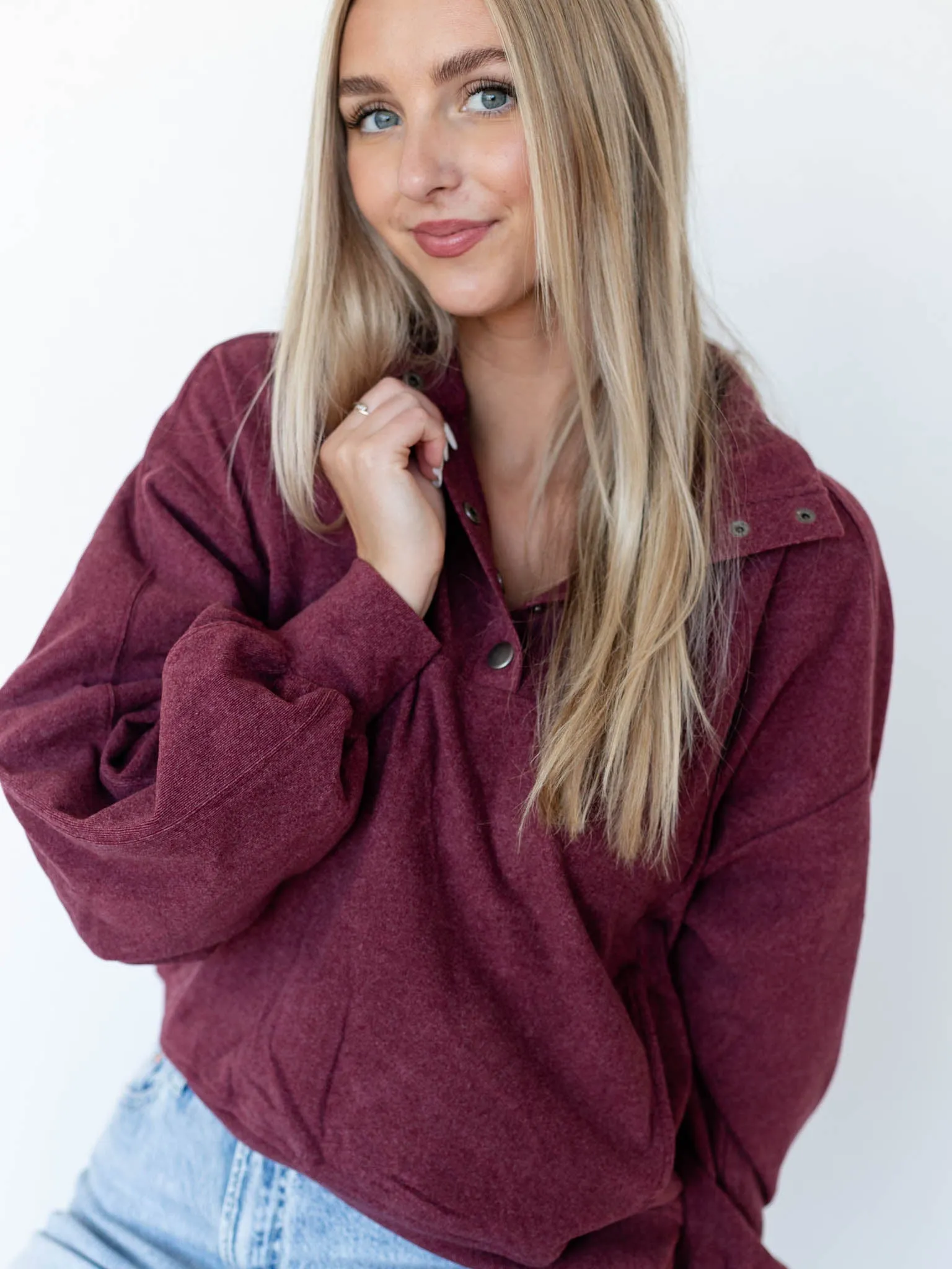 Rib Brushed Long Sleeve Button Up