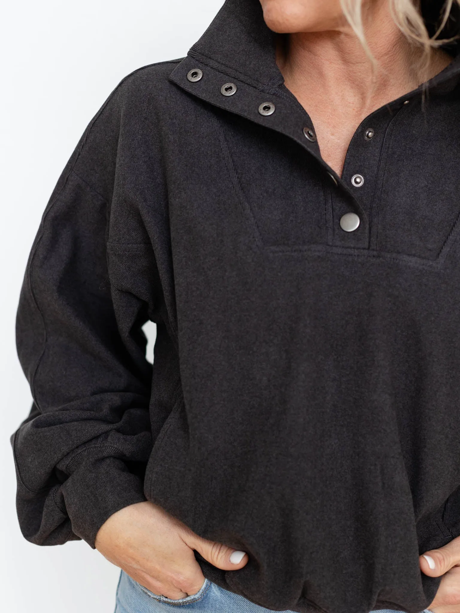 Rib Brushed Long Sleeve Button Up