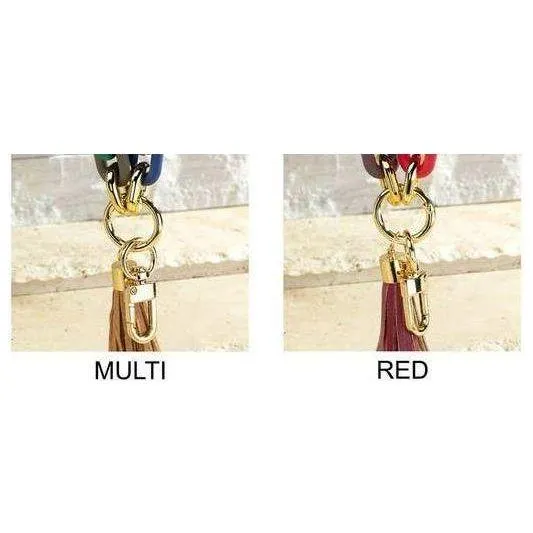 Two Tone Color Key Chain with Tassel: Multi