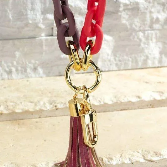 Two Tone Color Key Chain with Tassel: Multi