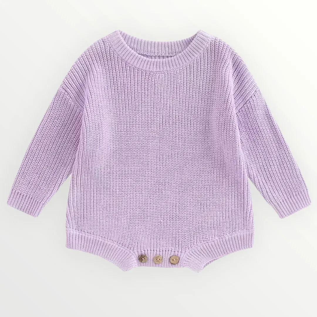 Willow Knit Sweater Romper - Purple